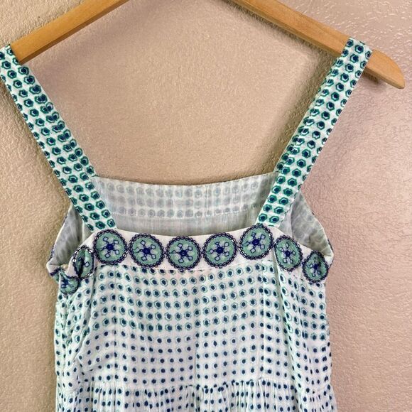 Tuckernuck Oliphant Strappy Maxi Dress Astrid Size XXS White Blue Embroidered - Picture 10 of 16